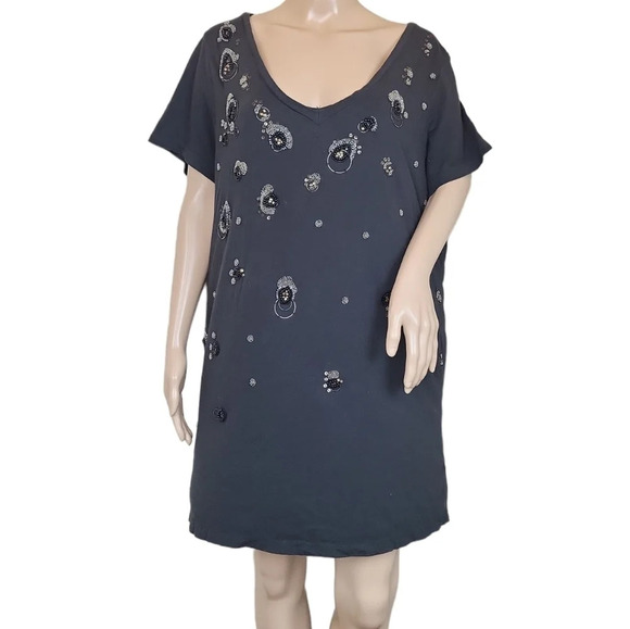 Caslon for Encore Beaded Black Short Sleeve Top 2X - Picture 2 of 8
